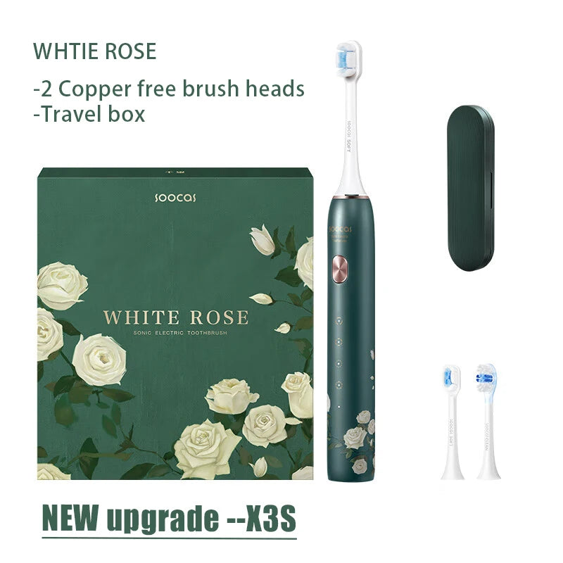 SOOCAS X3S White Rose Adult Smart Sonic Electric Toothbrush IPX7 Waterproof Ultrasonic Tooth Brush Upgraded 180 days life