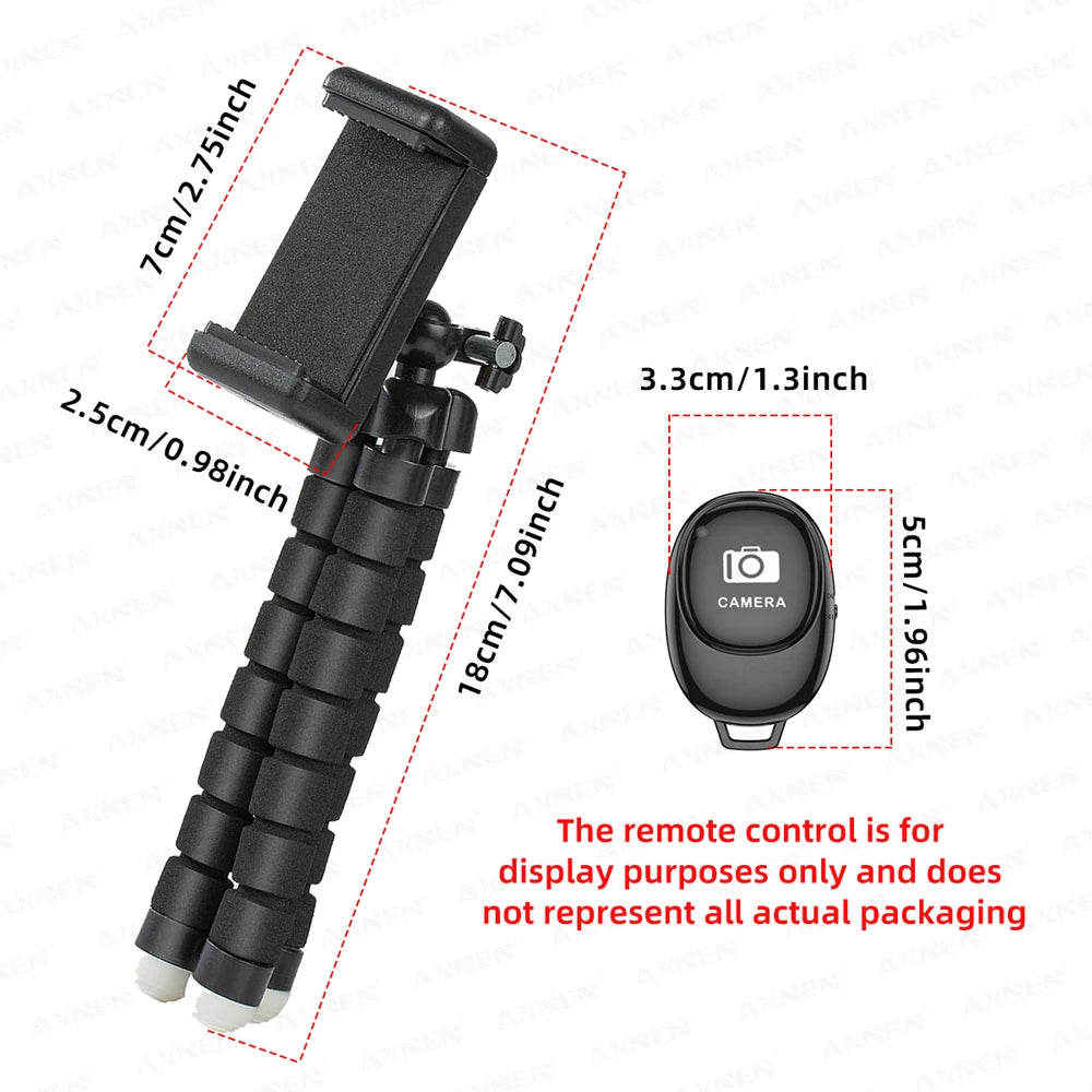 Tripods Tripod for Phone Mobile Camera Holder Clip Smartphone Monopod Tripe Stand Octopus Mini Tripod, Optional Wireless Remote