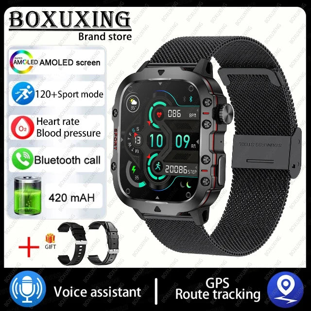 2025 For Xiaomi New Rugged Military GPS Smart Watch Men Bluetooth Call Health Monitoring AI Voice Sports Waterproof Smartwatches