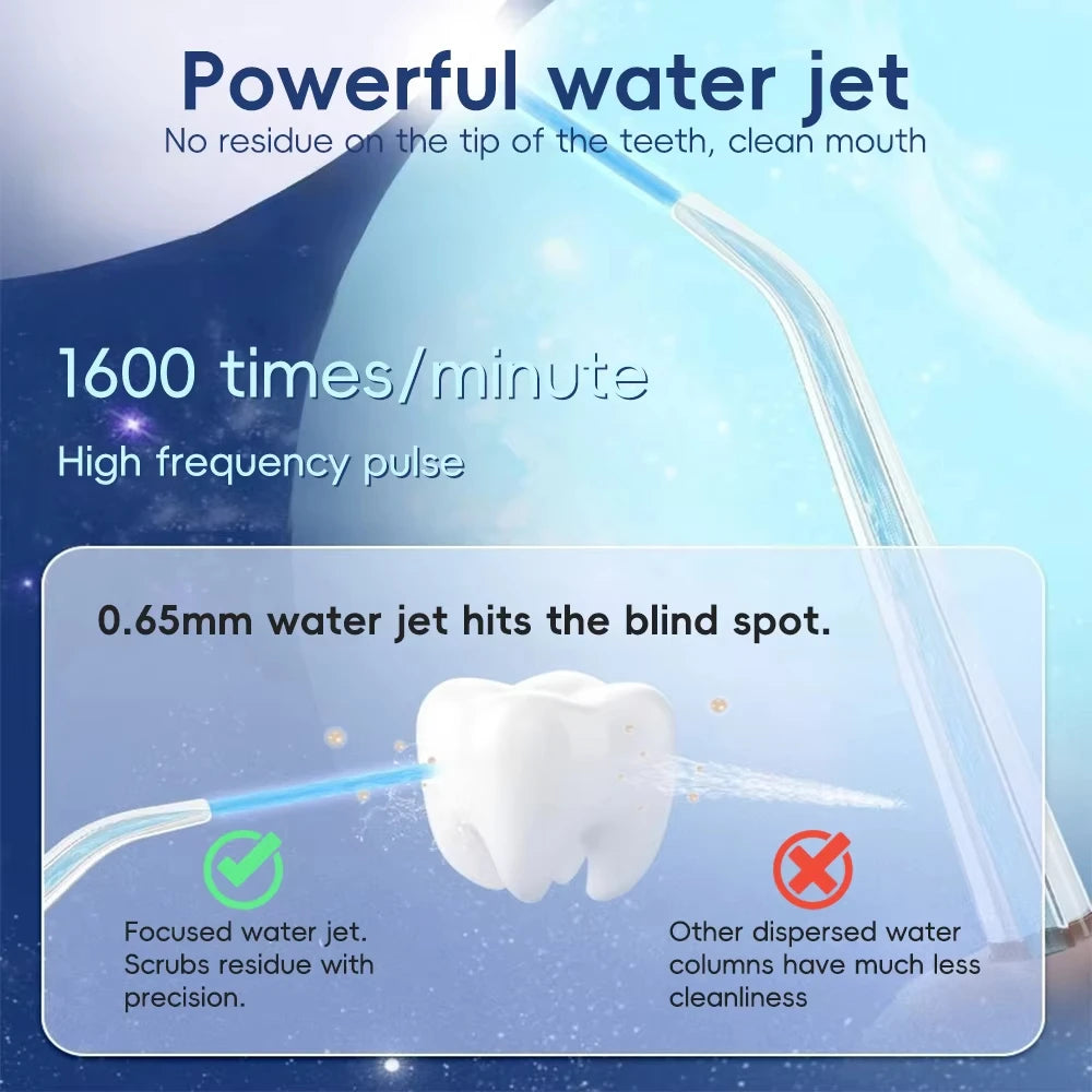 2025 New Portable Water Flosser Teeth Cleaner Dental Jet Irrigator 4 Nozzles 3 Modes USB Rechargeable for Home Travel Oral Care