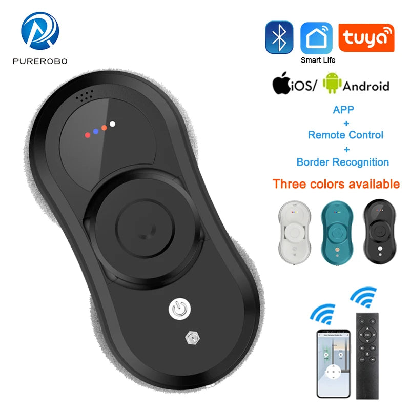 Purerobo Square Ultrathin Window Cleaning Robot With Water Spray Automatic Washing Window Glass Mirror Tile Cleaner APP Control