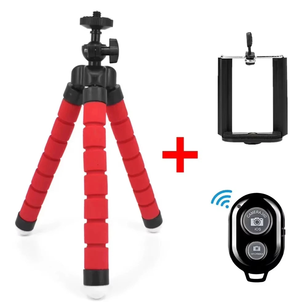 Tripods For Smartphone Camera Non-Slip Phone Holder Clip Tripod Stand With Bluetooth Remote Control For Travel Camping Selfie