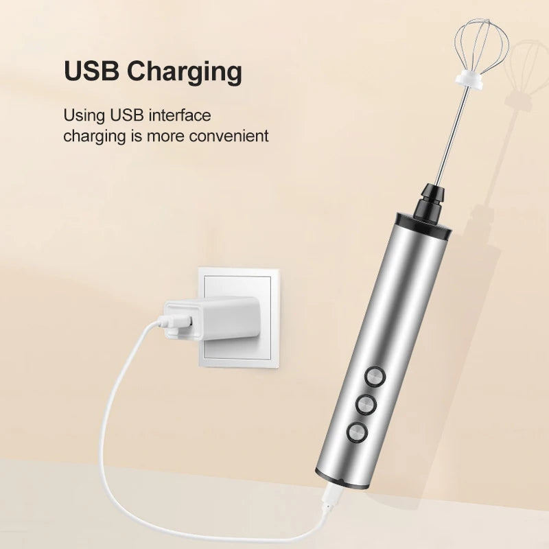 3 In 1 Milk Frothers Electric Handheld Blender With USB Electrical Mini Coffee Maker Whisk Mixer For Coffee Cappuccino Cream