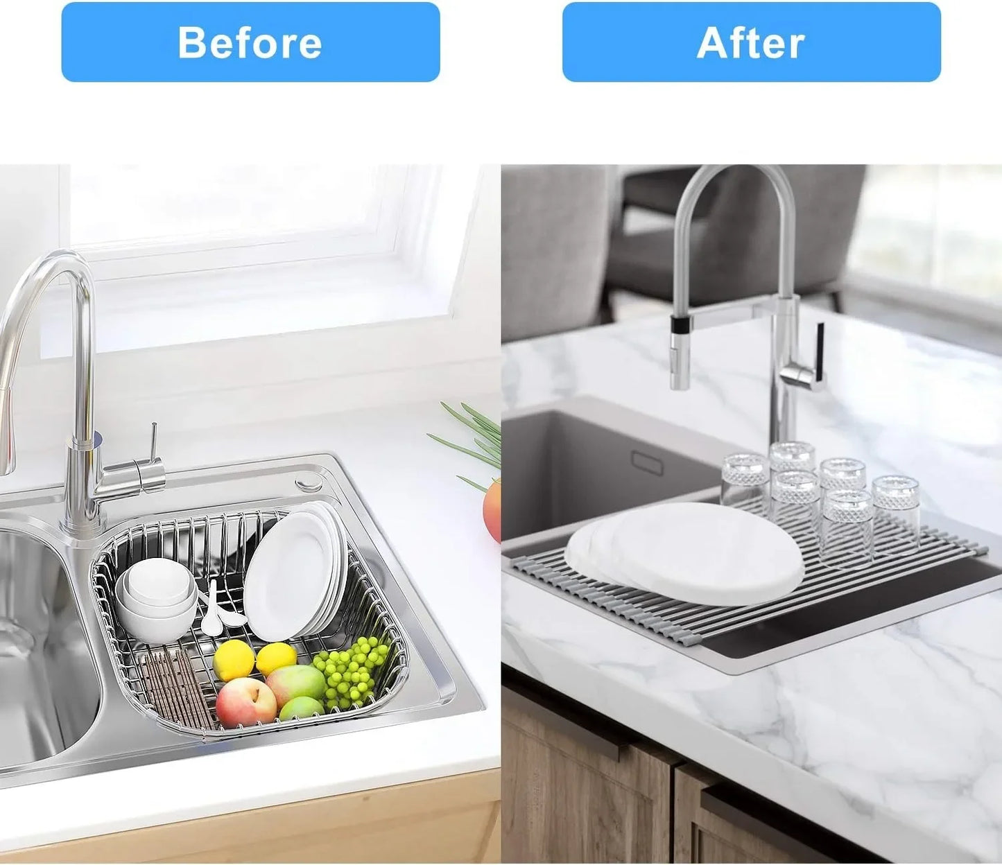 304 Stainless Kitchen Foldable Sink Plate Storage Bowl Holder Kitchen Dish Drying Rack Dish Drainer Shelf Kitchen Accessories