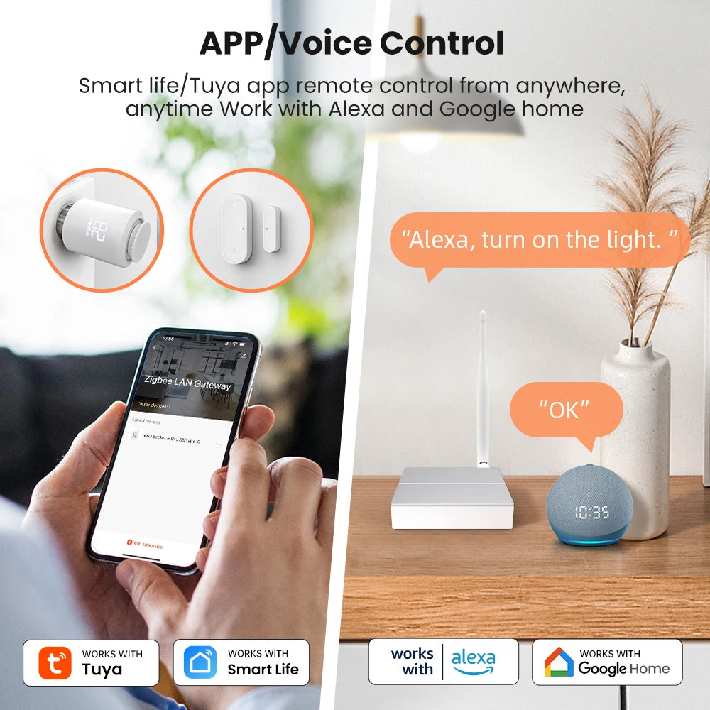 AVATTO Tuya ZigBee Gateway Hub with Antenna Smart Gateway Bridge Wired Mesh Hub for Home Automation Works with Alexa Google Home