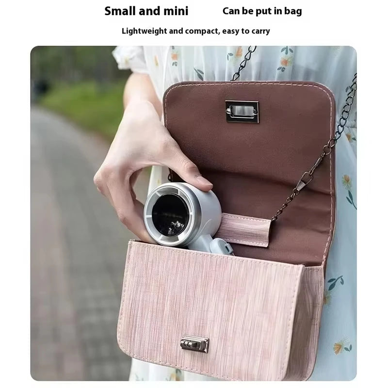 Hanging Neck Outdoor 180 Degree Folding Desktop Mini Electric Fan Hand-held Folding High-speed Powerful Turbo Fan 2025