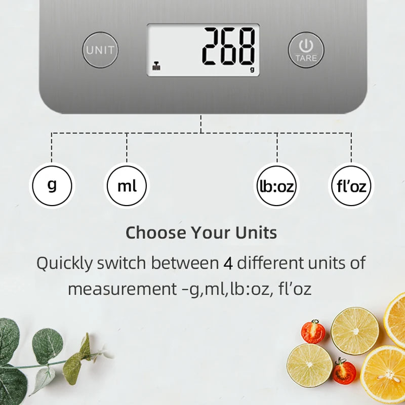 Smart Food Nutrition Scale Digital Kitchen Scale 5kg Stainless Steel Food Scale Digital Calories Measurements Food Weight Scales