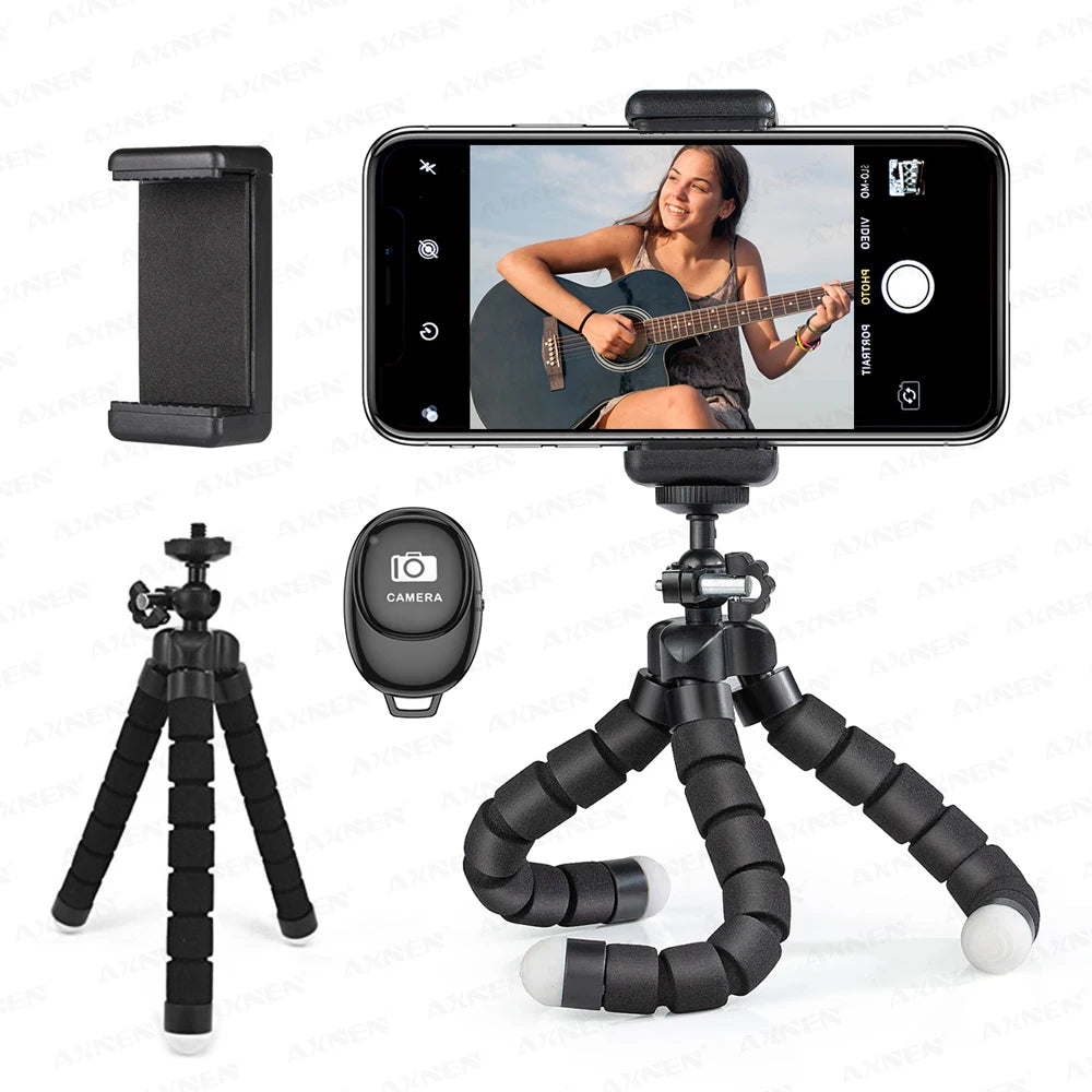 Tripods Tripod for Phone Mobile Camera Holder Clip Smartphone Monopod Tripe Stand Octopus Mini Tripod, Optional Wireless Remote