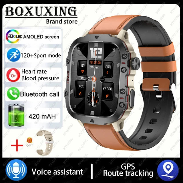 2025 For Xiaomi New Rugged Military GPS Smart Watch Men Bluetooth Call Health Monitoring AI Voice Sports Waterproof Smartwatches