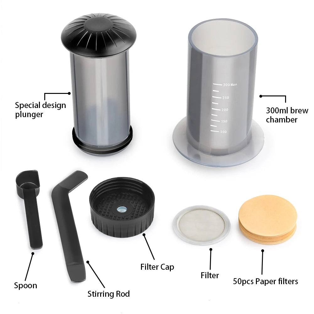 For AeroPress Machine Espresso Portable Coffee Maker Cafe French Press Coffee Pot  with Filters Paper Kit
