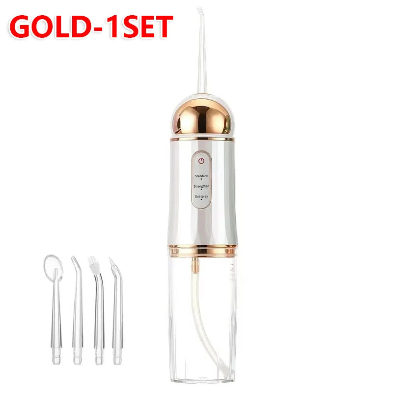 2025 New Portable Water Flosser Teeth Cleaner Dental Jet Irrigator 4 Nozzles 3 Modes USB Rechargeable for Home Travel Oral Care