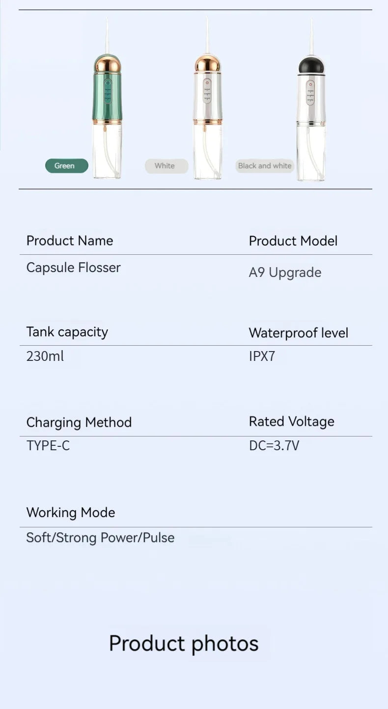 2025 New Portable Water Flosser Teeth Cleaner Dental Jet Irrigator 4 Nozzles 3 Modes USB Rechargeable for Home Travel Oral Care