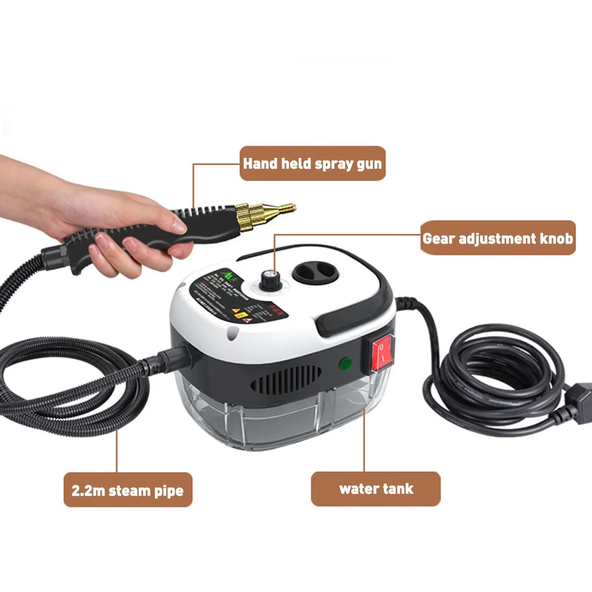 2500W High Pressure High Temperature Steam Cleaners Air Conditioning Kitchen Hood Car Steaming Cleaner 220V 110V ( Water Tank)
