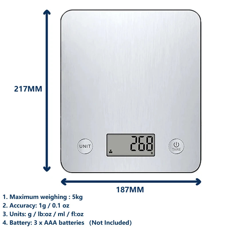Smart Food Nutrition Scale Digital Kitchen Scale 5kg Stainless Steel Food Scale Digital Calories Measurements Food Weight Scales