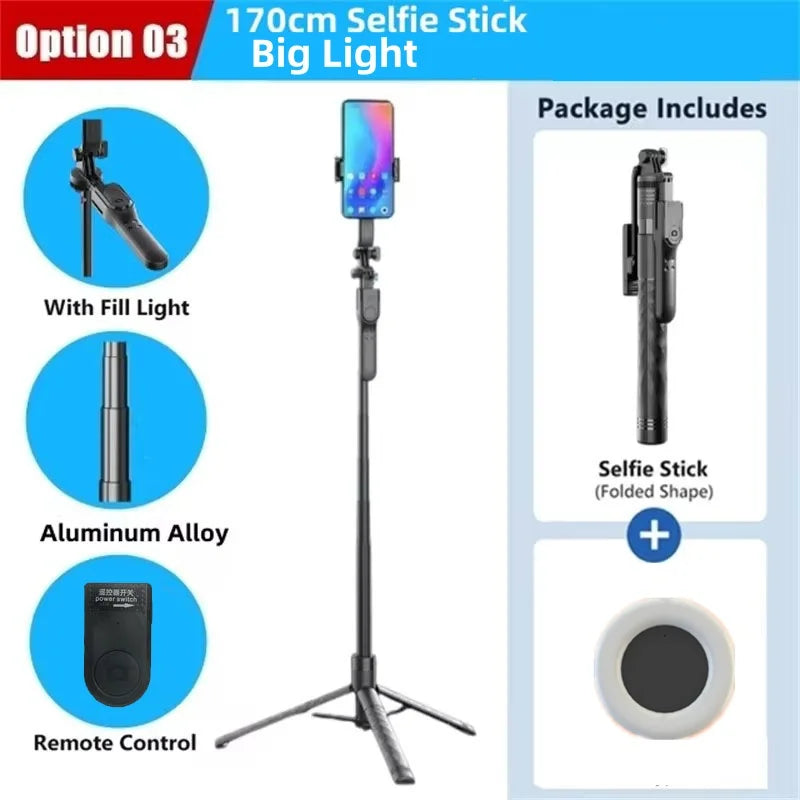 FGCLSY New Tripod for Smartphone Camera,Stand with Bluetooth shutter and light,Wireless Selfie Stick brackets with Phone Holder
