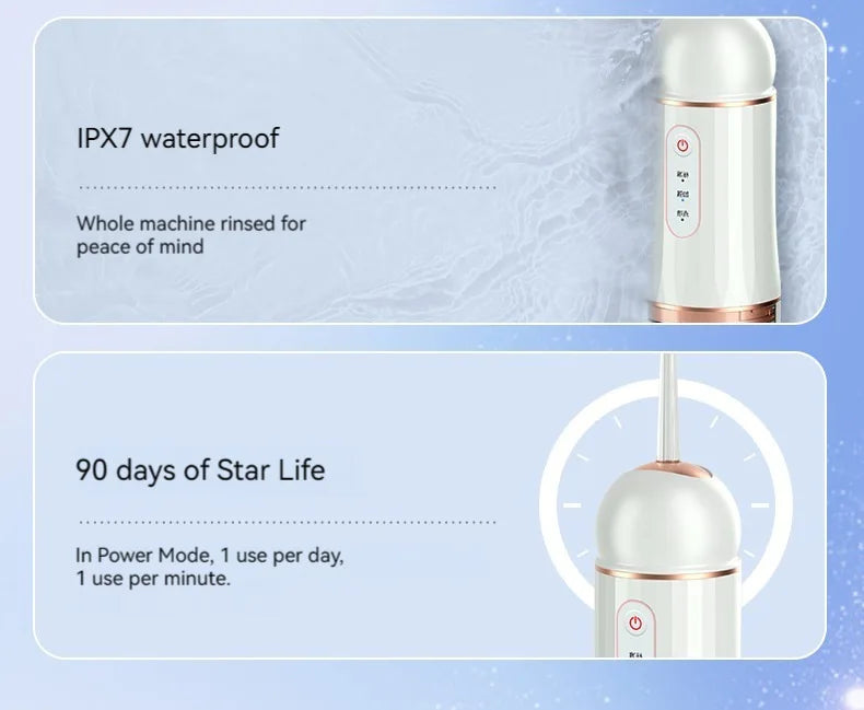 2025 New Portable Water Flosser Teeth Cleaner Dental Jet Irrigator 4 Nozzles 3 Modes USB Rechargeable for Home Travel Oral Care