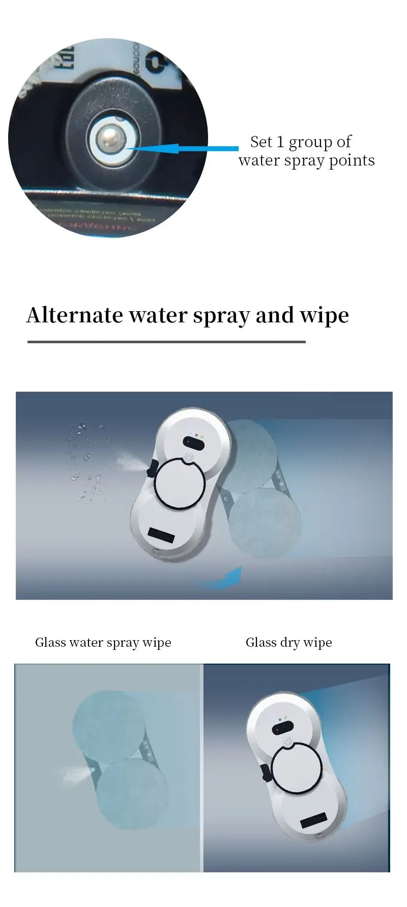 Water Spray Window Cleaning Robot High Suction Smart Electric Window Cleaner Double-sided Glass Cleaning Robot Vacuum Cleaner