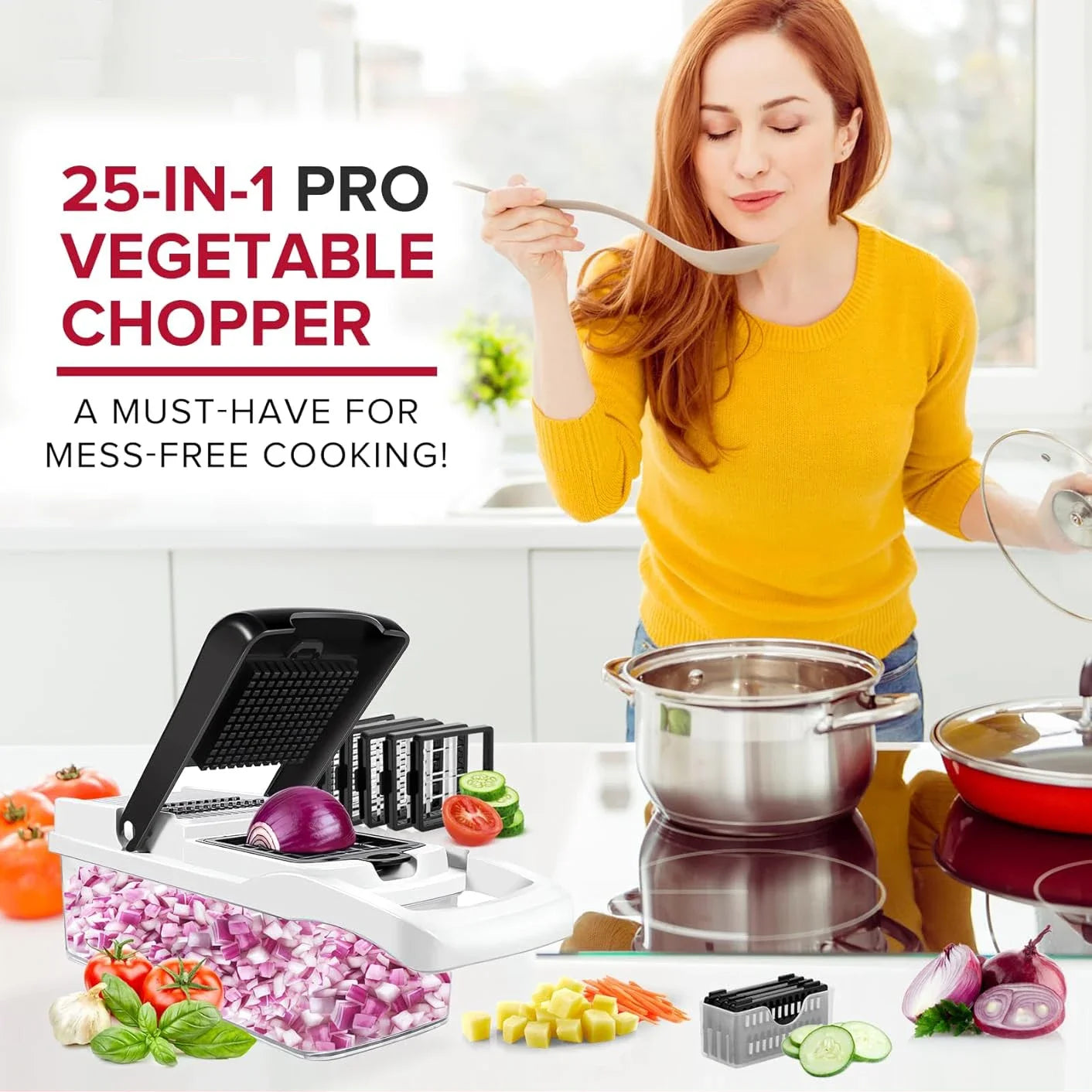 25in1 Multifunction Vegetable Chopper Fruit Slicer Onion Dicer Potato Grater Garlic Press Vegetable Cutter Kitchen Gadgets Tool