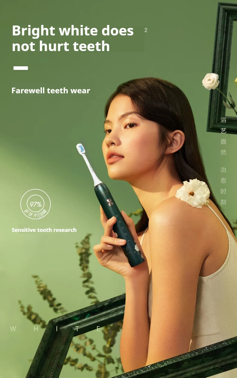 SOOCAS X3S White Rose Adult Smart Sonic Electric Toothbrush IPX7 Waterproof Ultrasonic Tooth Brush Upgraded 180 days life