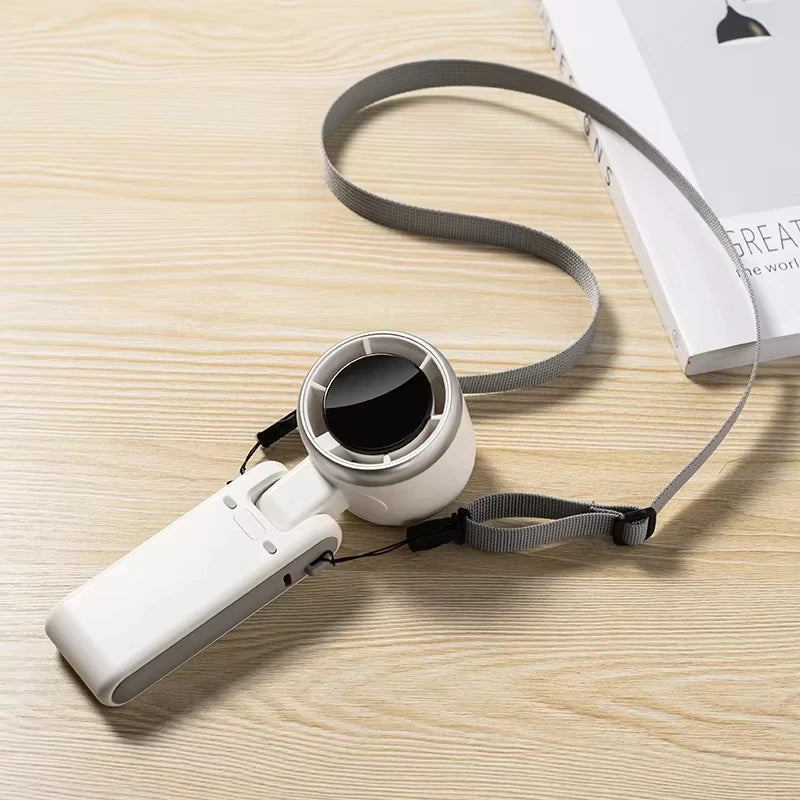 Hanging Neck Outdoor 180 Degree Folding Desktop Mini Electric Fan Hand-held Folding High-speed Powerful Turbo Fan 2025