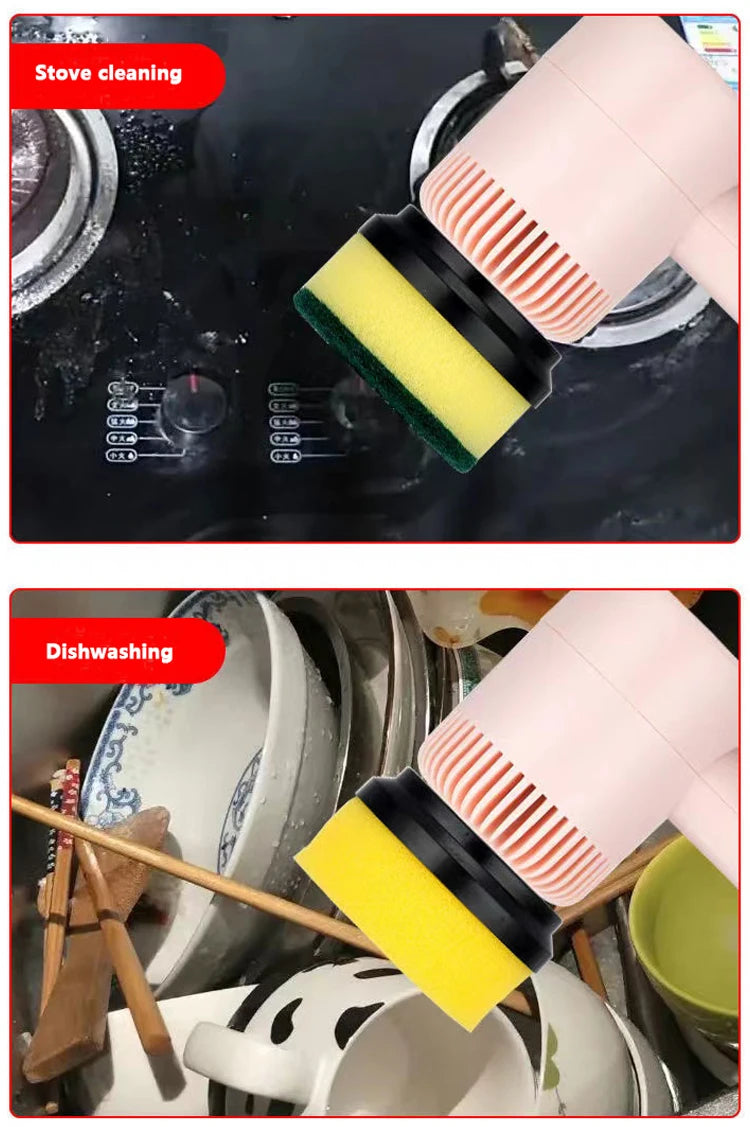 Wireless Electric Cleaning Brush USB Rechargeable Automatic Kitchen Dishwashing Brush Bathtub Tile Professional Cleaning Brush