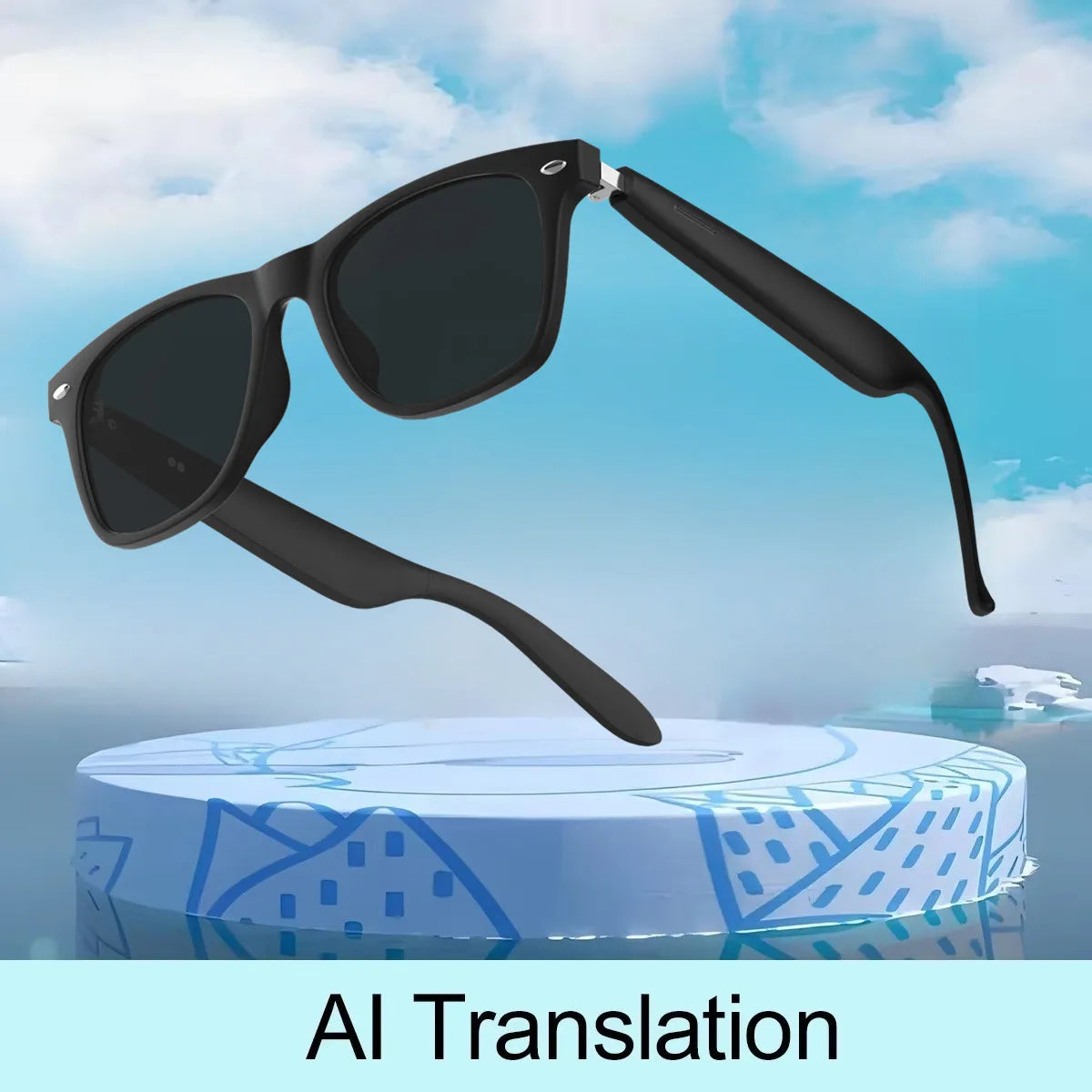 2025 New AI Translation Smart Glasses Bluetooth Call Headphones UV Protective Lenses Connected Bezel Outdoor Sports Sunglasses