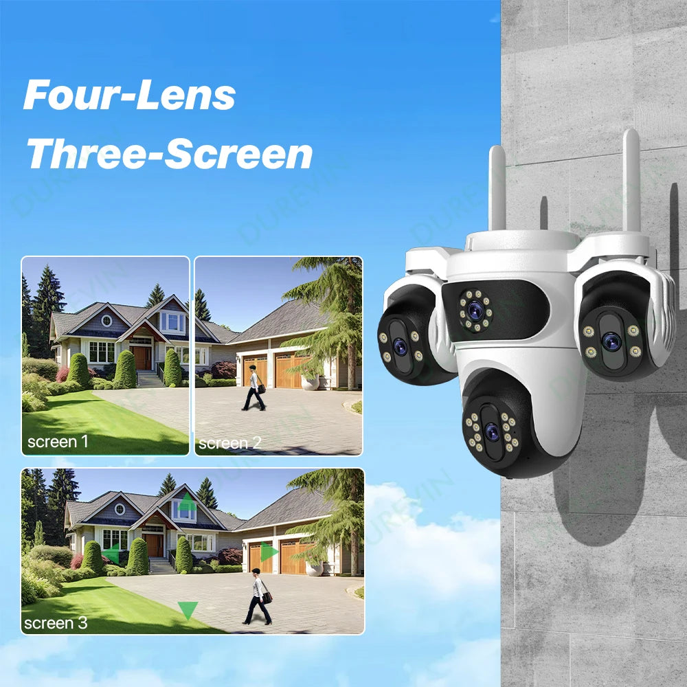 15MP WIFI Camera Three Screen PTZ Camera Human Detection Security CCTV Surveillance 10MP HD External Dual Lens Camera iCsee
