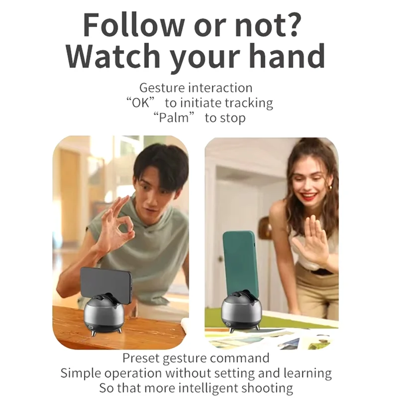 SQPP-Q8 Auto Face Tracking Gesture Gimbal Stabilizer Phone Tablet Tracking Holder 360 Rotation For Vlog Live Video Streaming