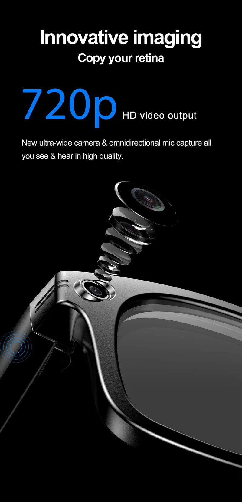 Xiaomi Mijia Smart Bluetooth Glasses IP65 Waterproof Recording Videos AI Photo Recognition Answer Translation Call Large Battery