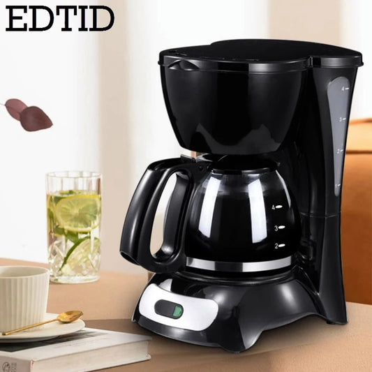 EDTID Automatic Electric Latte Espresso Coffee Maker Mini 0.6L Moka Drip Cafe American Coffee Brewing Machine Tea Pot Boiler EU
