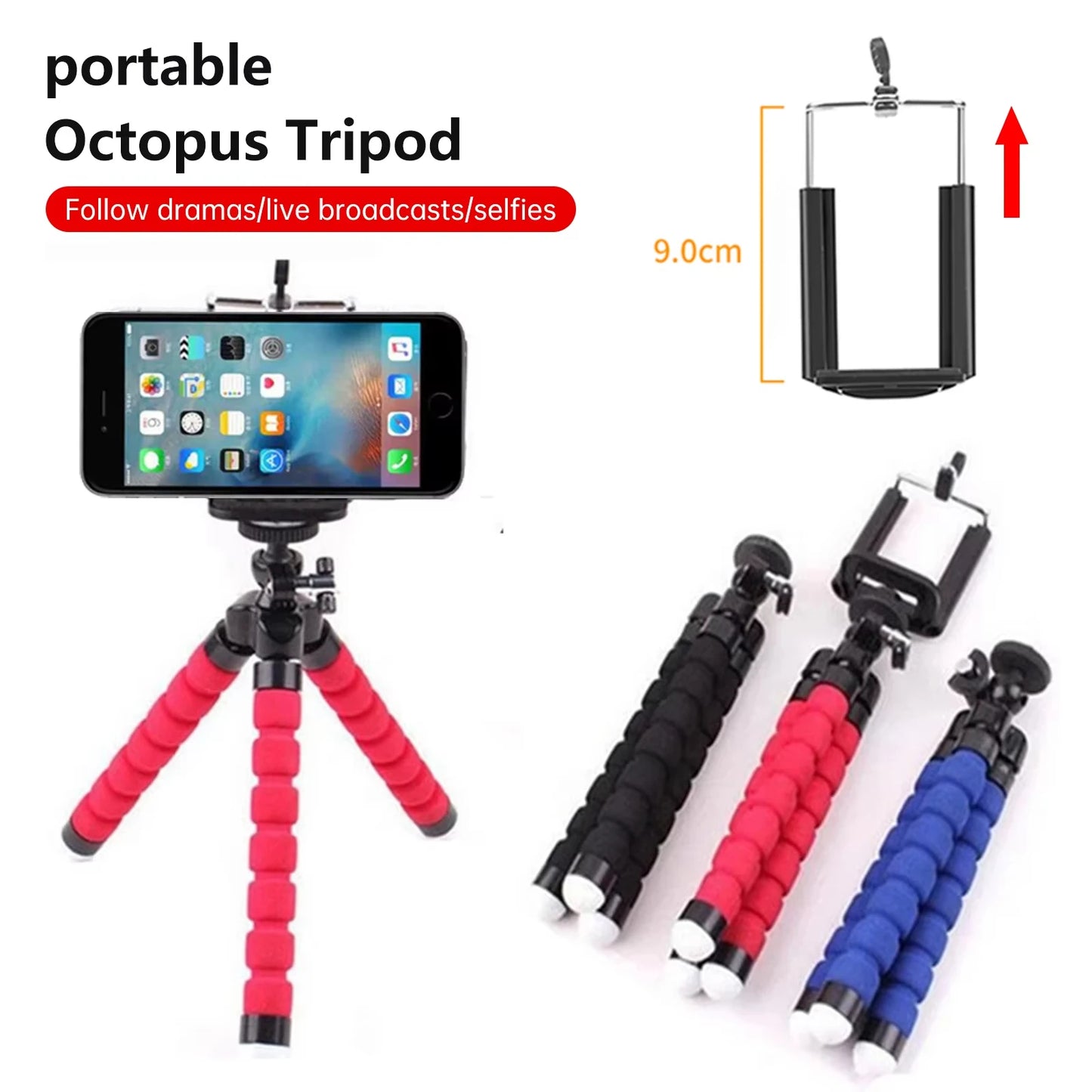 Tripods For Smartphone Camera Non-Slip Phone Holder Clip Tripod Stand With Bluetooth Remote Control For Travel Camping Selfie