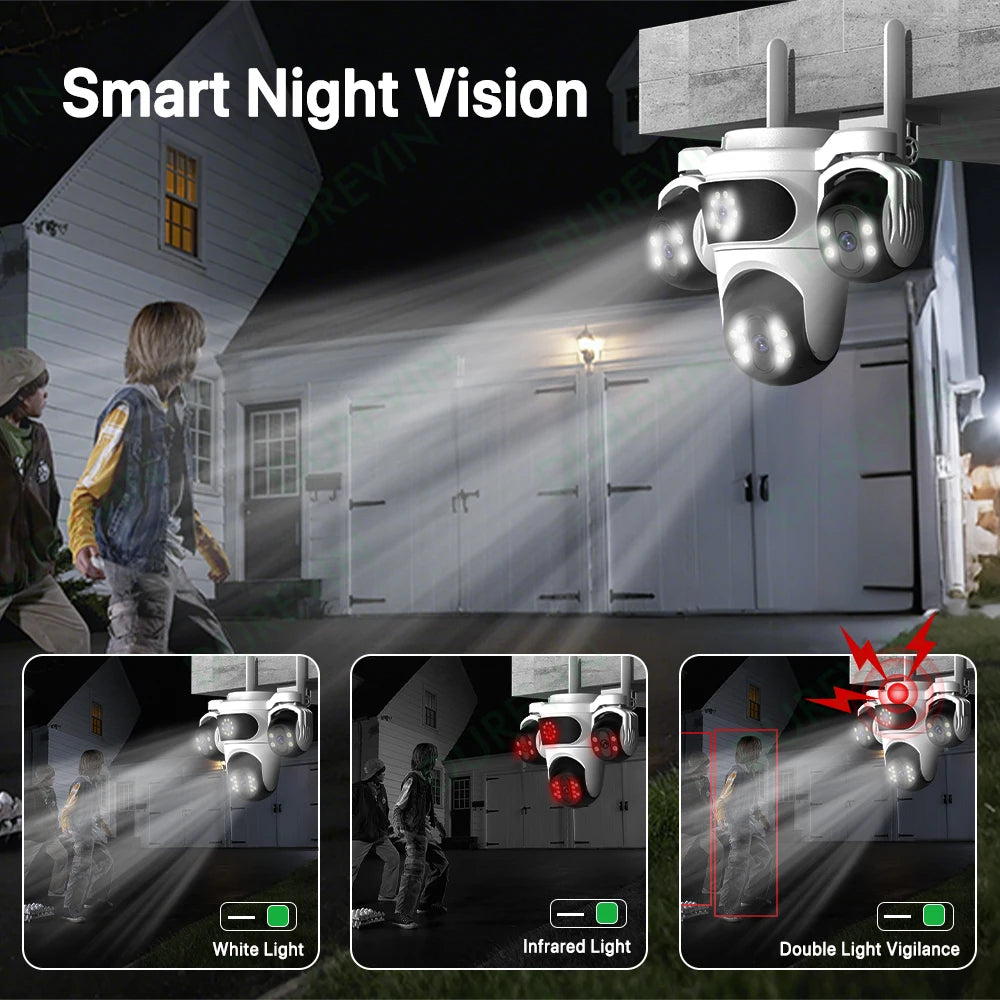 15MP WIFI Camera Three Screen PTZ Camera Human Detection Security CCTV Surveillance 10MP HD External Dual Lens Camera iCsee