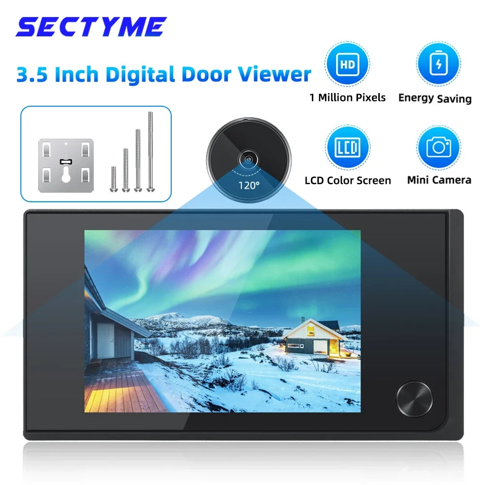 3.5 inch LCD Screen 120 Degree Angle Peephole Viewer Smart Home Digital Doorbell Camera