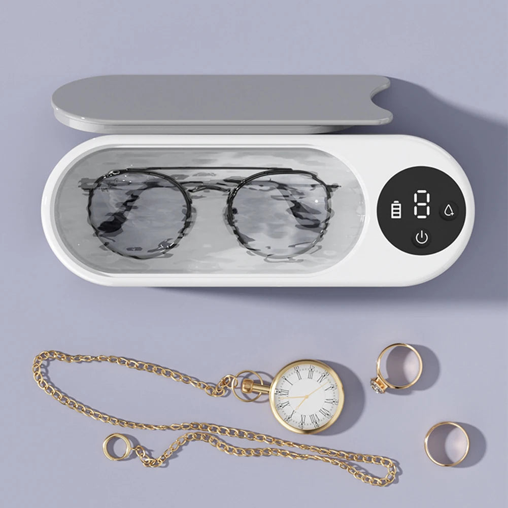 Ultrasonic Silver Gold Cleaner Portable Glasses Cleaner Makeup Brush Cleaner Multifunctional USB Rechargeable for Coins Dentures