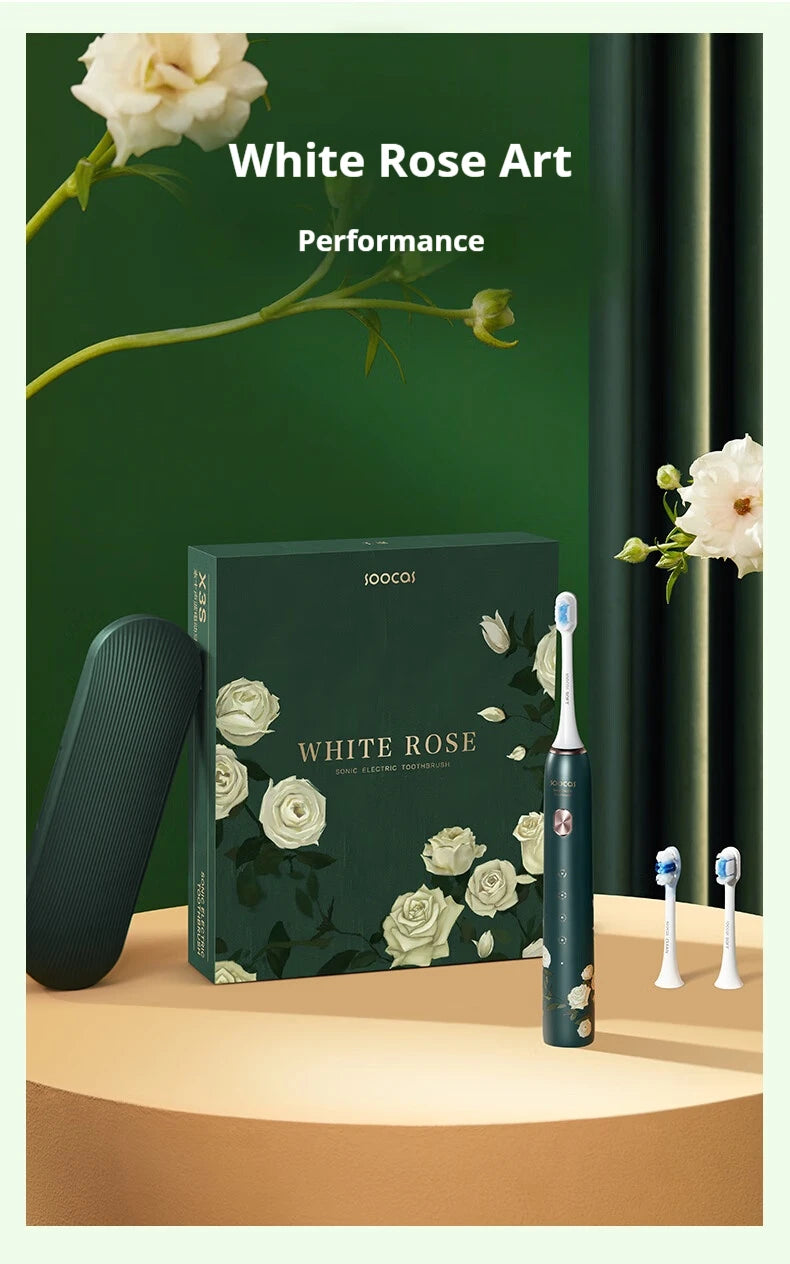 SOOCAS X3S White Rose Adult Smart Sonic Electric Toothbrush IPX7 Waterproof Ultrasonic Tooth Brush Upgraded 180 days life