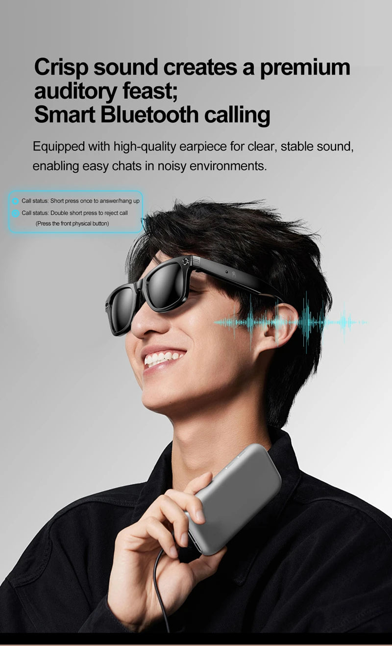 Xiaomi Mijia Smart Bluetooth Glasses IP65 Waterproof Recording Videos AI Photo Recognition Answer Translation Call Large Battery