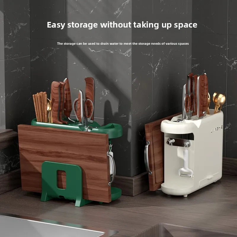 Kitchen Multi-functional Household Knife Rack Cutting Board Rack Cutting Board Rack Knife Sharpener Integrated Storage Rack