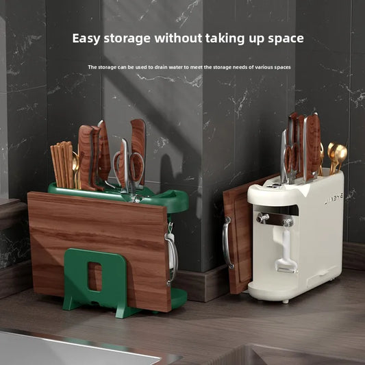 Kitchen Multi-functional Household Knife Rack Cutting Board Rack Cutting Board Rack Knife Sharpener Integrated Storage Rack