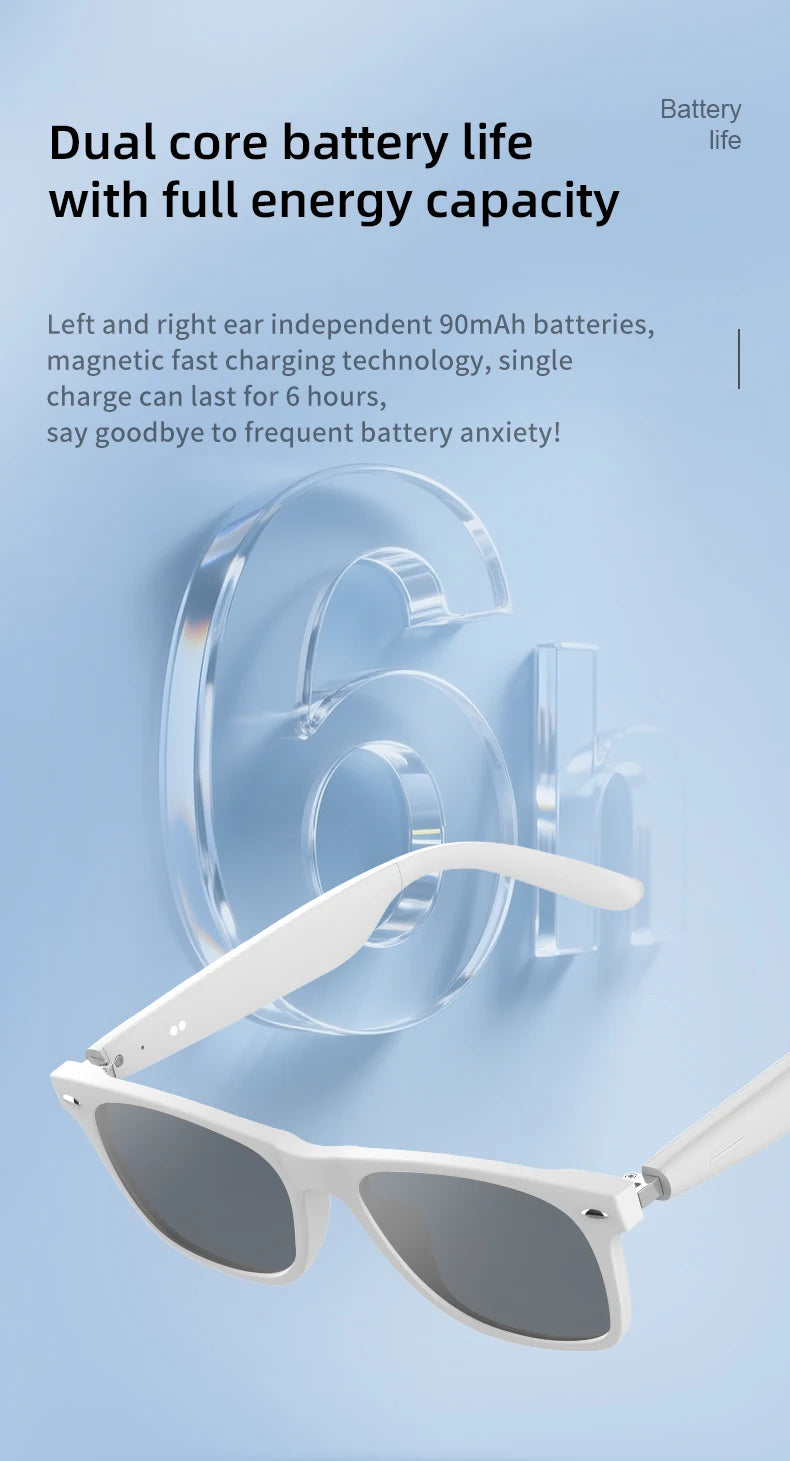 2025 New AI Translation Smart Glasses Bluetooth Call Headphones UV Protective Lenses Connected Bezel Outdoor Sports Sunglasses