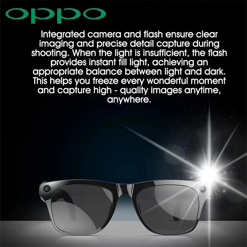 OPPO AI Smart Glasses Ultra Clear Camera Shootingand Recording Touch Sport Sunglasses Bluetooth Call Video Music Player