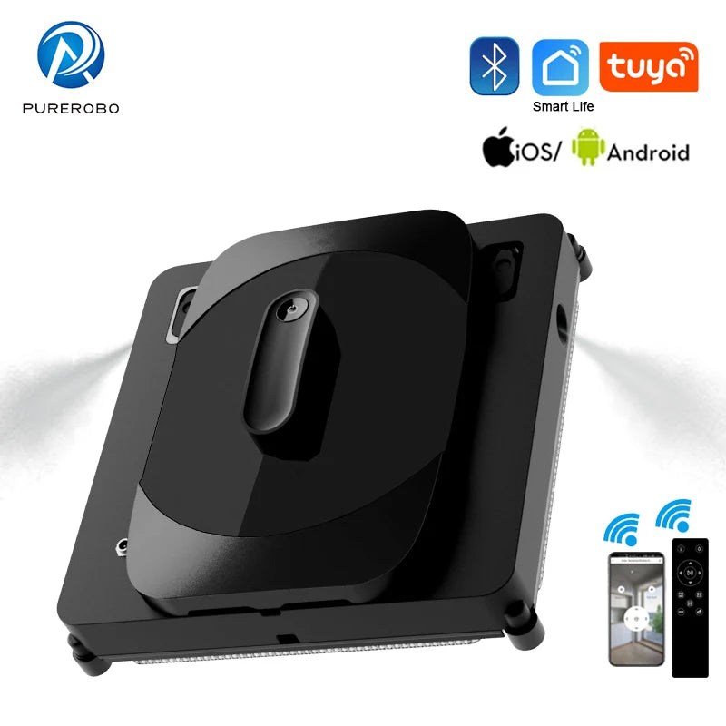 Purerobo Square Ultrathin Window Cleaning Robot With Water Spray Automatic Washing Window Glass Mirror Tile Cleaner APP Control