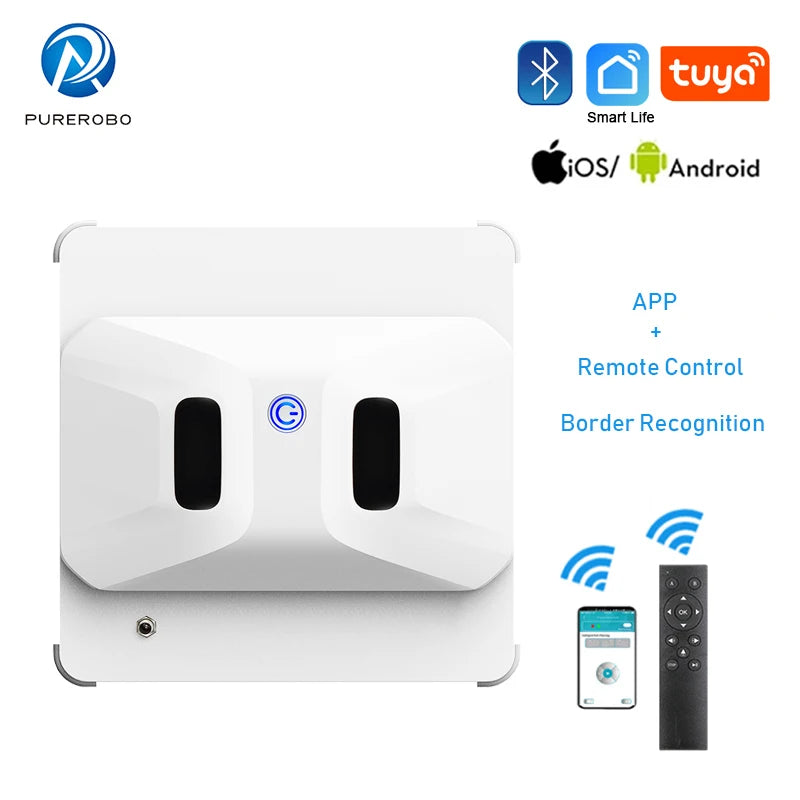 Purerobo Square Ultrathin Window Cleaning Robot With Water Spray Automatic Washing Window Glass Mirror Tile Cleaner APP Control