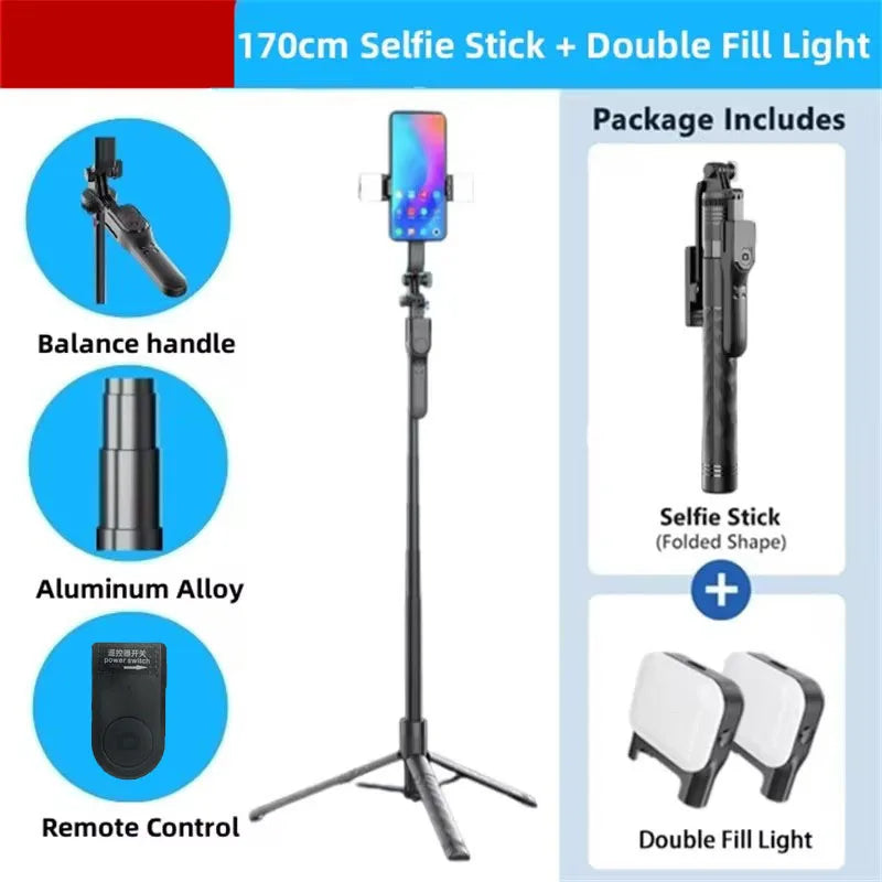 FGCLSY New Tripod for Smartphone Camera,Stand with Bluetooth shutter and light,Wireless Selfie Stick brackets with Phone Holder