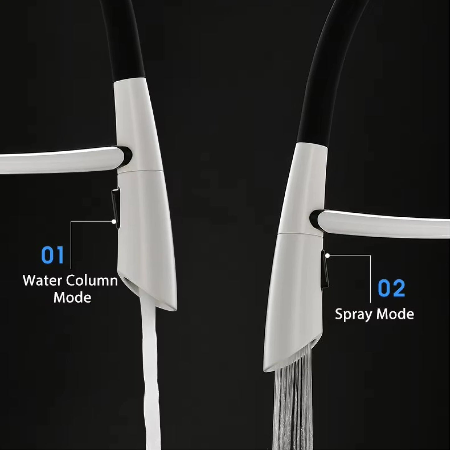 Modern luxury black brass kitchen faucet Pull-Out magnetic suction design Single handle hot & cold water 2 function sink Mixer