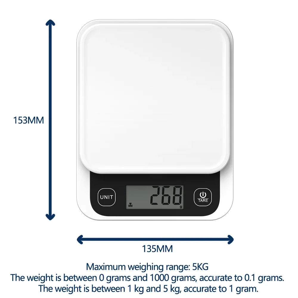 5kg/0.1g 1g Smart Kitchen Food Scale Electronic Nutrition Facts Meal Scale Cooking Baking Calorie Measuring Scale with Smart App