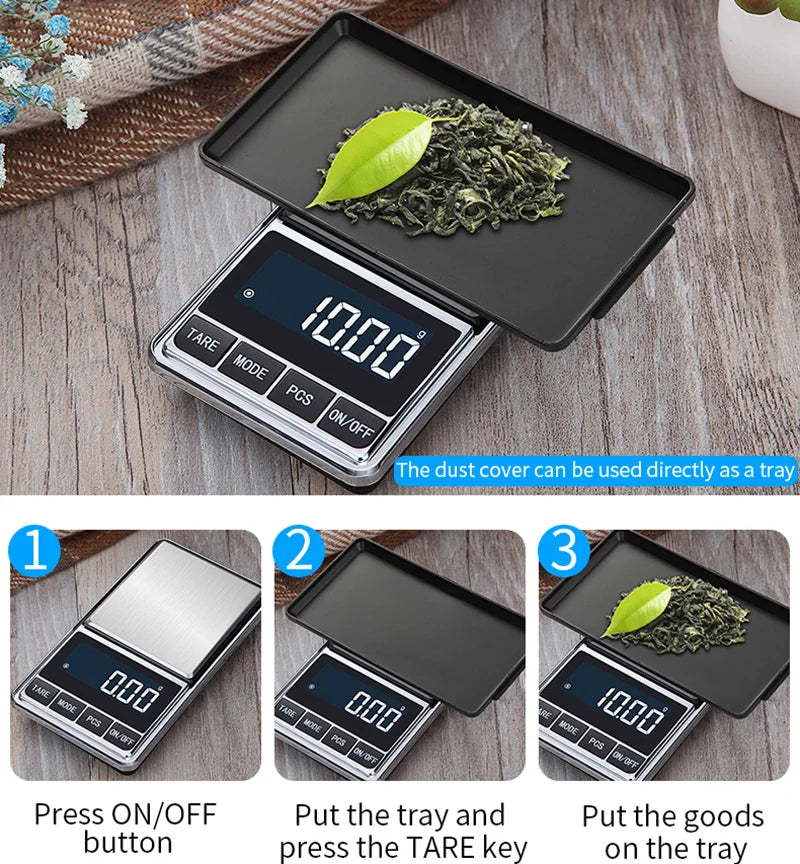 Electronic Jewelry Scale Balance Gram 0.01 / 0.1g Accuracy For Gold Precision Mini Pocket Scale Smart Kitchen Weight Scales
