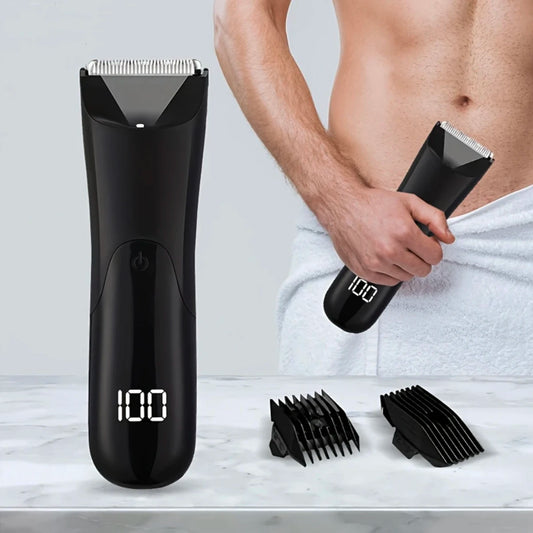 Men's Body Trimmer, Electric Razor, Pubic and Underarm Hair Private Hair Trimmer, Ceramic Blade Men's Grooming Kit