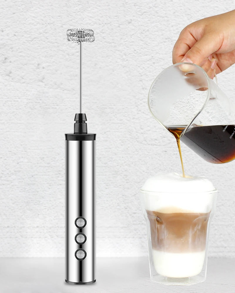 3 In 1 Milk Frothers Electric Handheld Blender With USB Electrical Mini Coffee Maker Whisk Mixer For Coffee Cappuccino Cream