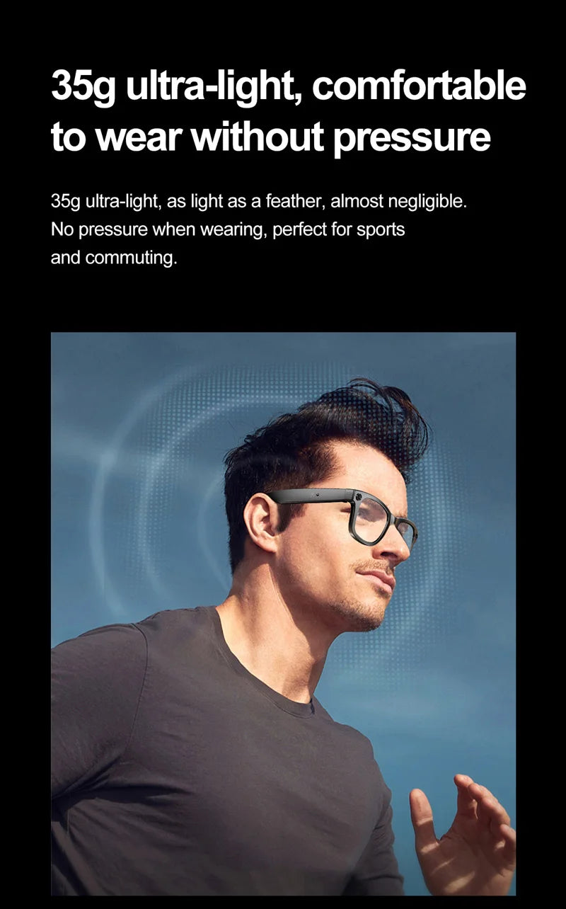 Xiaomi Mijia Smart Bluetooth Glasses IP65 Waterproof Recording Videos AI Photo Recognition Answer Translation Call Large Battery