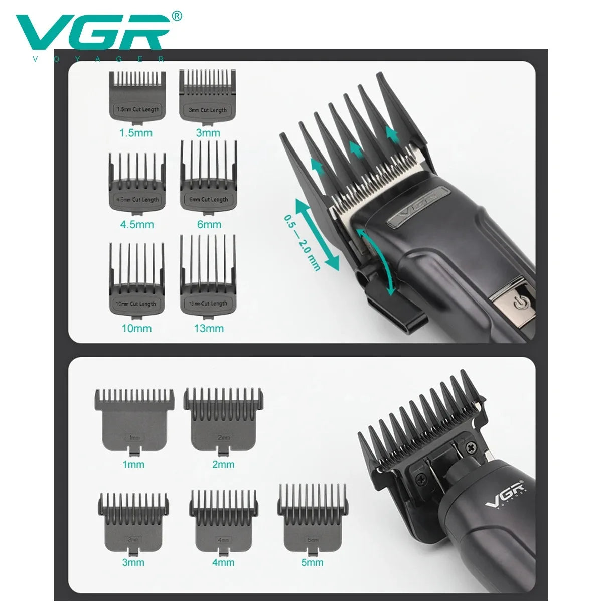 VGR Hair Trimmer Electric Shaver Professional Barber Clippers Beard Trimmer Hair Cutting Machine Haircut Trimmer for Men V-694